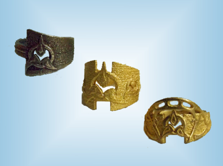 To Wed A Warrior Ring 3d printed Compare finishes - Stainless, Matte Gold, Polished Gold