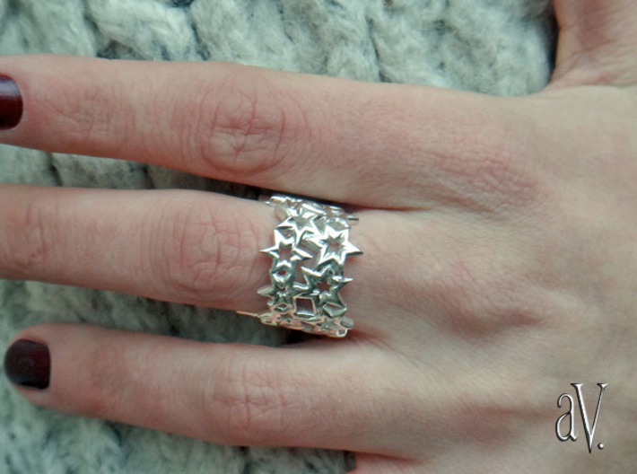 Scatter 6 Sided Stars Ring 3d printed