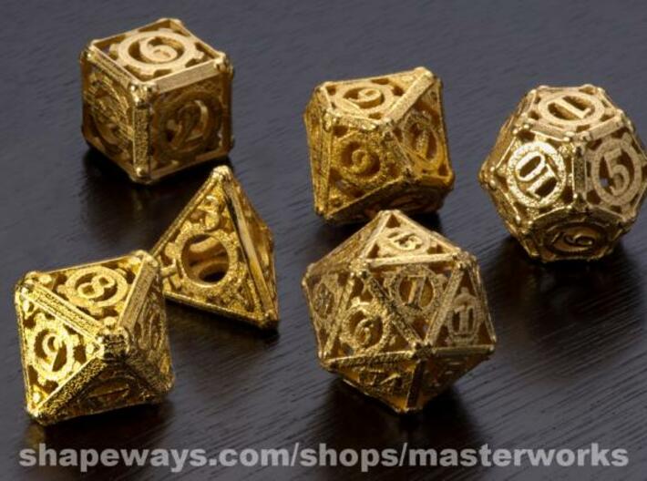 Steampunk Dice Set noD00 3d printed Gold Plated Glossy