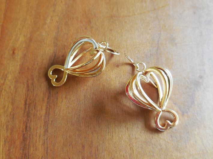 Open Heart Earrings in Precious Metals 3d printed