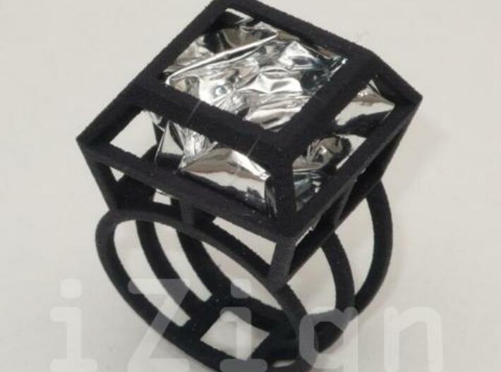 ring06 19 3d printed Black Strong &amp;amp; Flexible dressed up with a silver wrapper (not included)