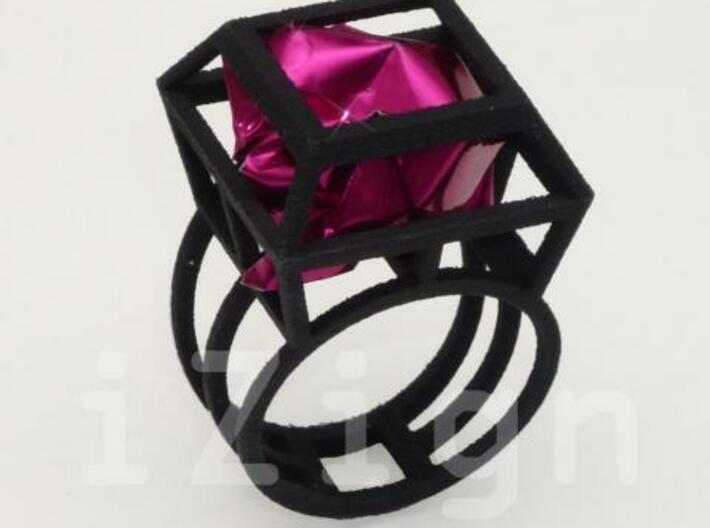 ring06 19 3d printed Black Strong &amp; Flexible dressed up with a pink wrapper (not included)