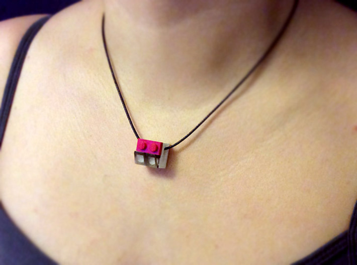 bX Necklace (2x2) 3d printed White Strong &amp; Flexible Polished (String and Lego pieces not included)