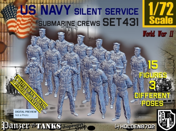 1/72 USN Sub Crew Set431 3d printed