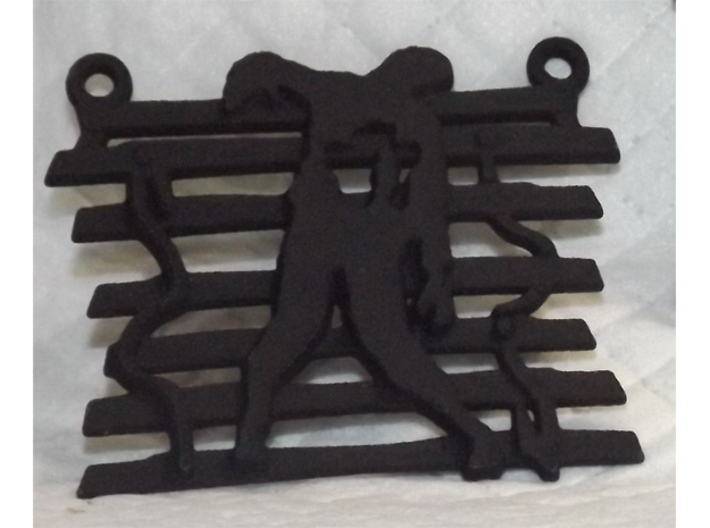 Zombie On A Fence Pendant  3d printed Black Strong & Flexible prior to painting..