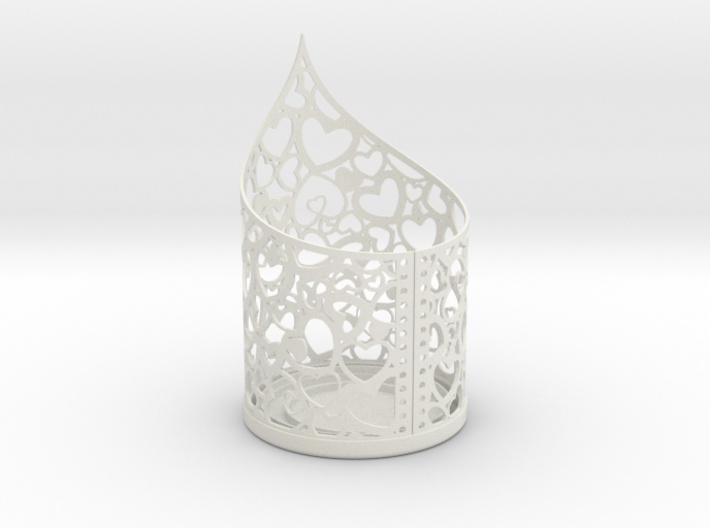 Pointed tealight holder with hearts 3d printed 