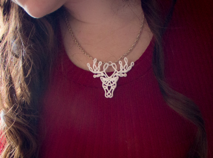 Celtic Knotted Reindeer Head Pendant/Ornament 3d printed 