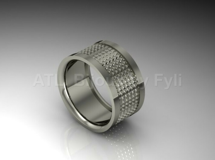 Repeating Texture Band with Carved Pyramids 3d printed Silver