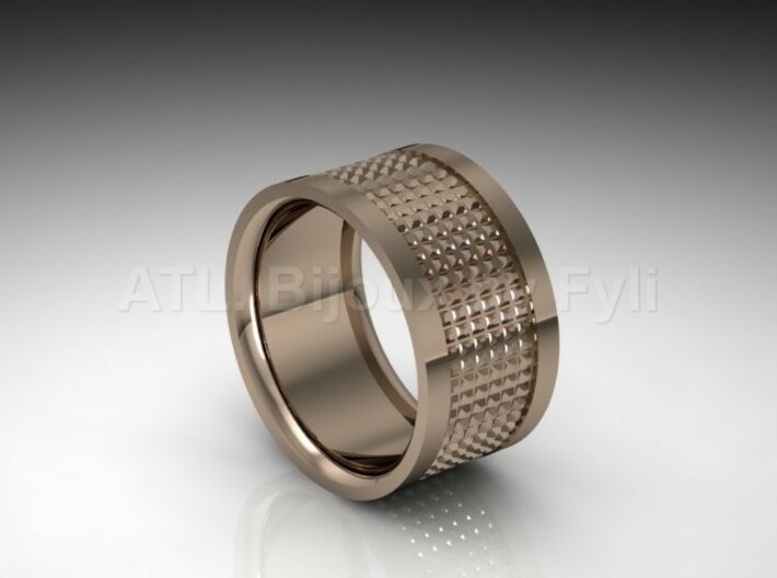 Repeating Texture Band with Carved Pyramids 3d printed Rose Gold