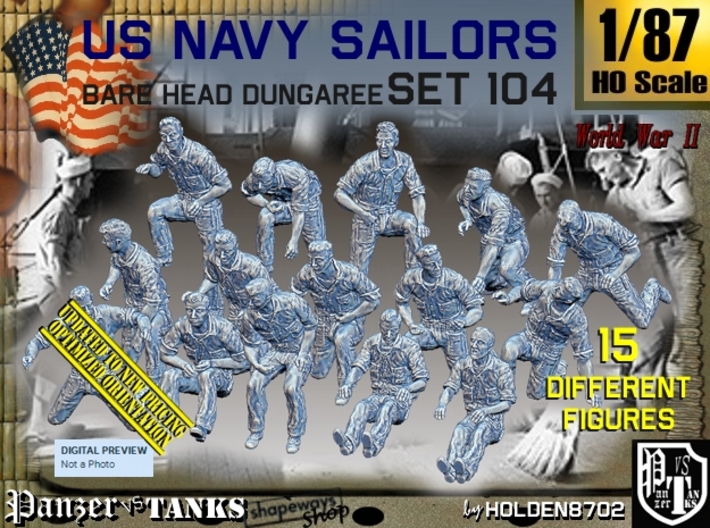 1-87 USN Dungaree Barehead Set104 3d printed