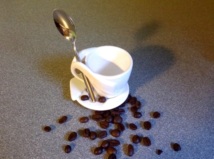 Espresso Cup and Saucer Set: "Open Handle" 3d printed Espresso Cup and Saucer