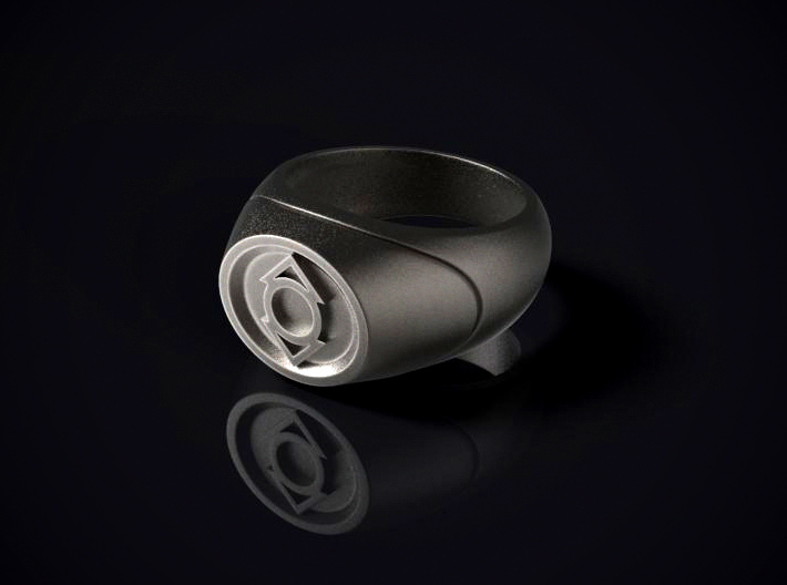 Indigo Lantern Ring - WotGL 3d printed 3D render of the ring in Stainless Steel