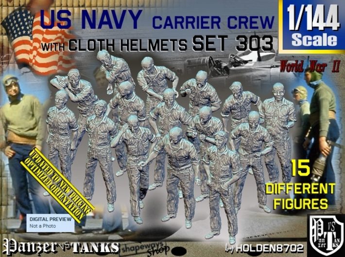 1/144 USN Carrier Deck Crew Set303 3d printed