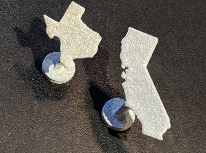 California Cufflink - Curved Bar 3d printed Mix and match states!