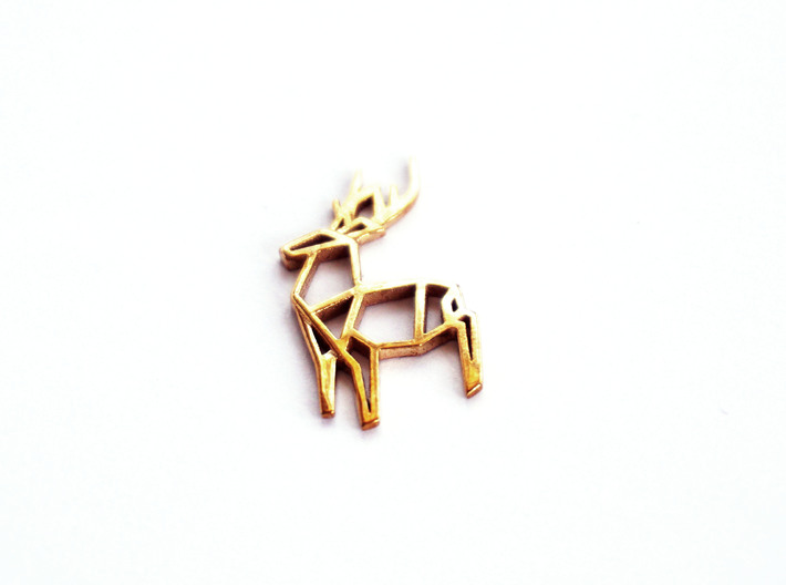 Origami Stag Pendant 3d printed Origami Stag Pendant (Small) printed in polished bronze