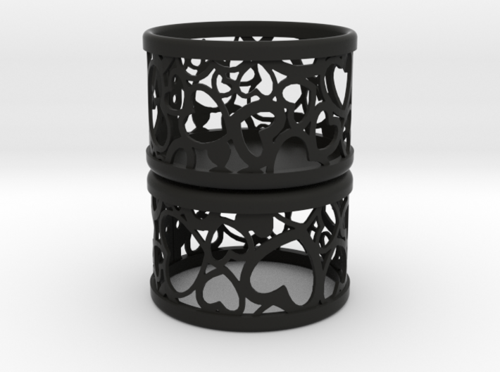 Set of 2 small tealight holders with Hearts  3d printed 