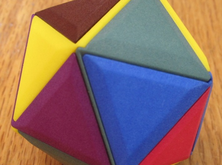 12 Different Piece Icosahedron 3d printed Assembled puzzle