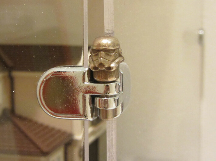 Star Wars Stormtrooper Peg 3d printed Stainless Steel Print in 3/16 inch glass hasp