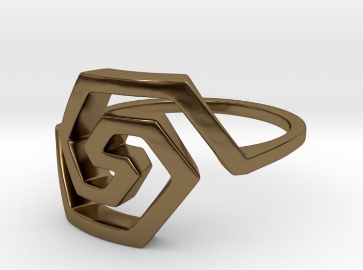 Bold Hexagonal Spiral Ring, Size 8 3d printed 