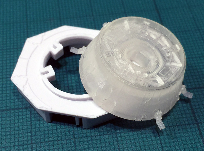 Bandai Falcon Docking Rings 1/144 #2, Pushbuttons 3d printed Just cut off the Bandai cylindrical part with a razor saw
