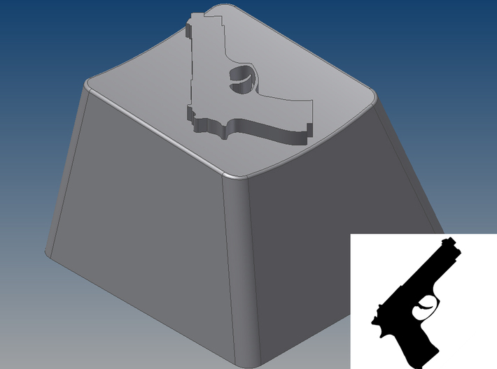 Pistol Keycap (R4, 1x1) 3d printed