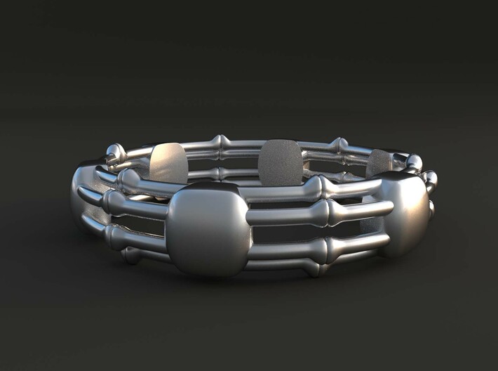 Skeletonema Diatom Ring 3d printed Computer render of Skeletonema ring in polished silver