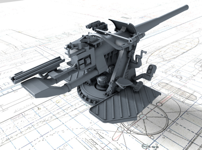 1/96 4.7"/45 (12cm) QF Mark IX CPXVII Guns x4 3d printed 3d render showing product detail