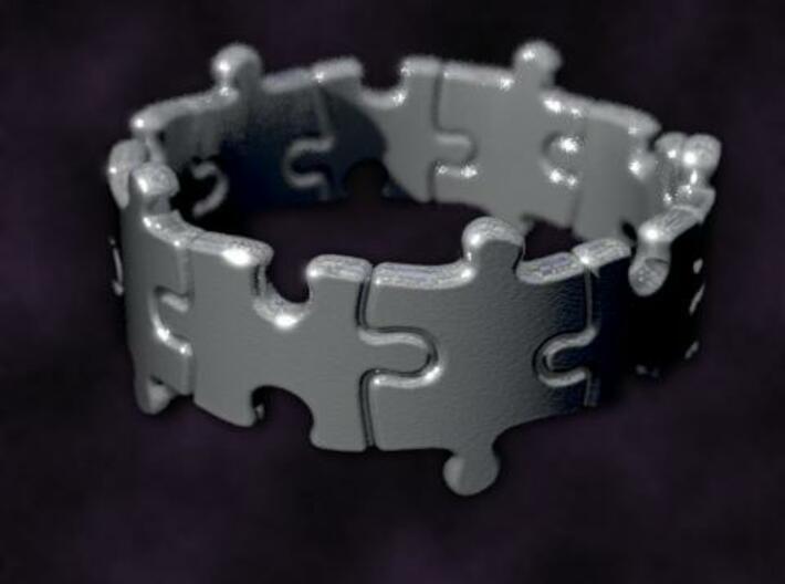 Puzzle Ring 01 size 8 3d printed Rendered to simulate silver