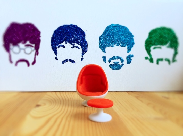Egg Chair Dome: Red &amp; White (1:24 Scale) 3d printed Part retro. Part future. 100% egg.