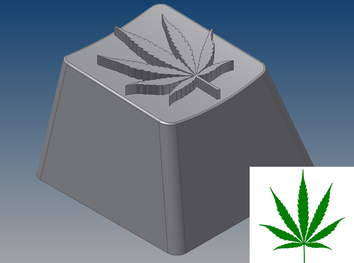 Marijuana Leaf Keycap (R4, 1x1) 3d printed