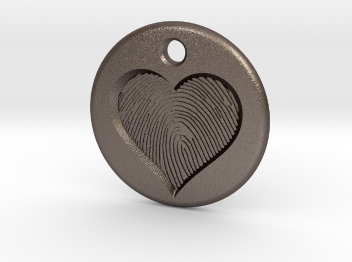 Heart pendent with finger print 3d printed