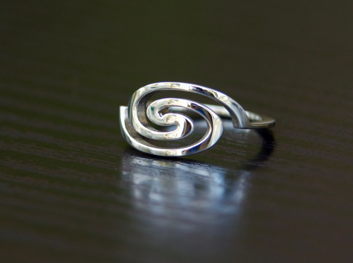 Spiral Ring, Size 4.5 3d printed White Gold