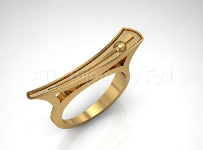 Bent Tapered Bar Ring - Silver, Gold, or Platinum 3d printed Beautiful in Gold