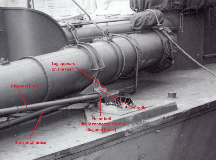 1/48 PT Boat Torpedo Tube Turntables and Slides 3d printed Damaged turntable on PT-103.