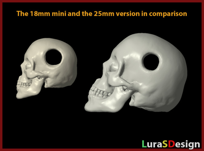Human Skull Bead - small 3d printed 
