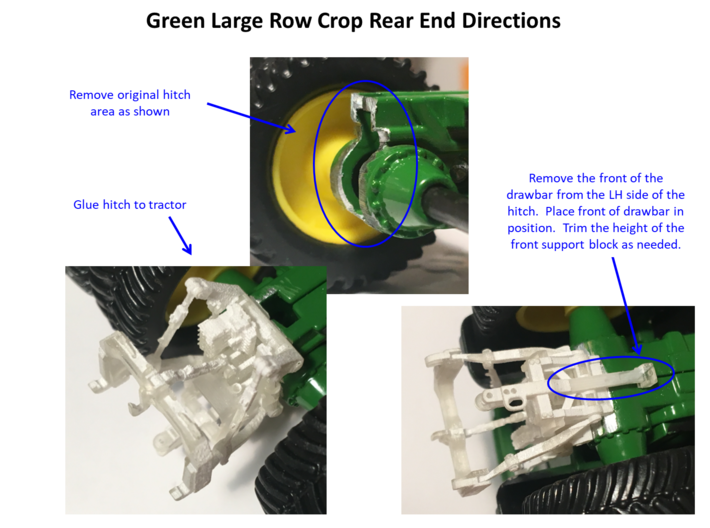 (4) GREEN 2013 & OLDER ROW-CROP TRACTOR REAR ENDS 3d printed 