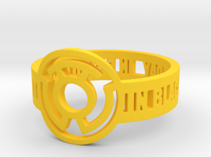 Yellow Lantern Oath Ring Size 15 3d printed