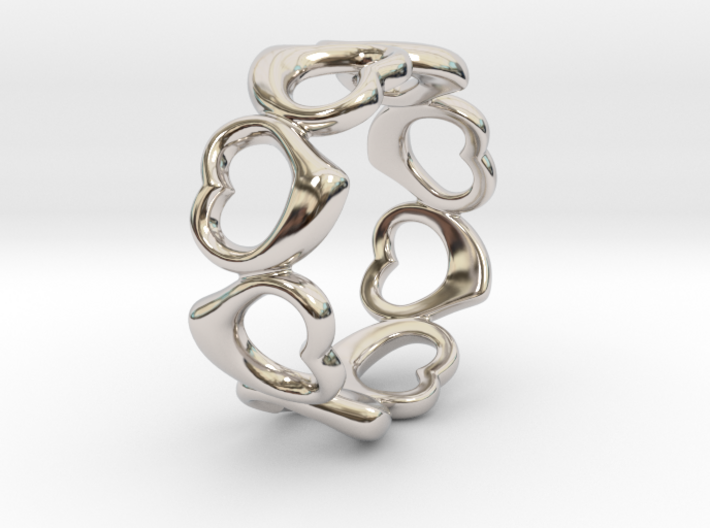 Happy hearts ring band, Size 6.5 3d printed