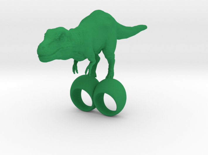 giant silly t-rex double ring SIZE 9 3d printed