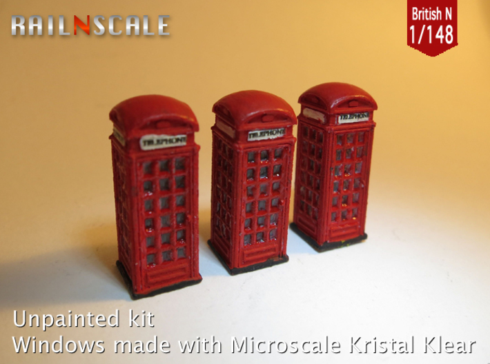 SET 3x Telephone box K2 (British N 1:148) 3d printed