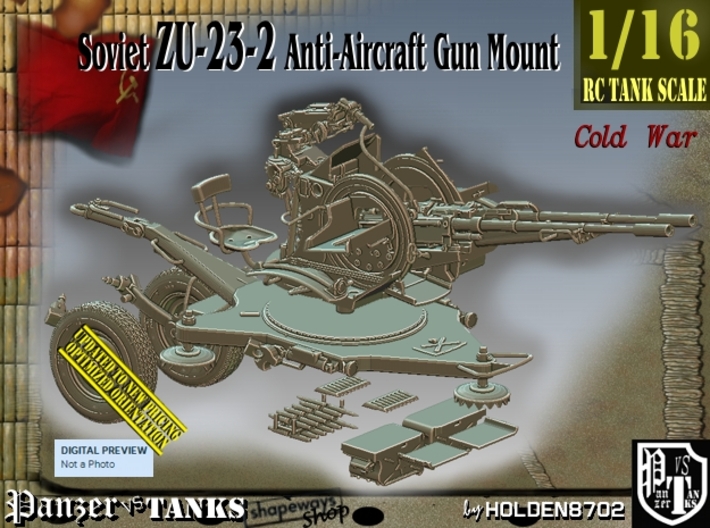 1/16 Soviet ZU-23-2 AA Gun 3d printed
