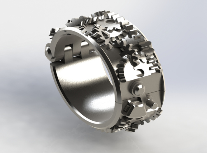Gear bracelet 3d printed A render of the bracelet in stainless steel