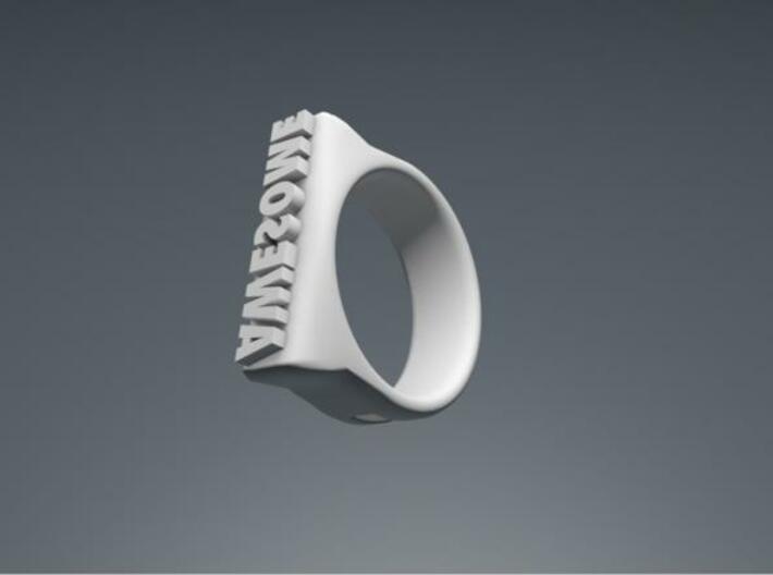 &quot;Awesome&quot;-punch ring 3d printed General perspective view