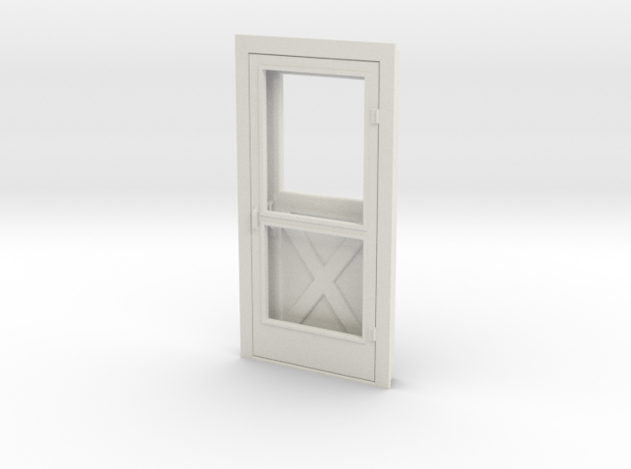 Door, Single with Screen, 39in X 82in, 1/32 Scale 3d printed White Strong &amp; Flexible Plastic - easy to dye