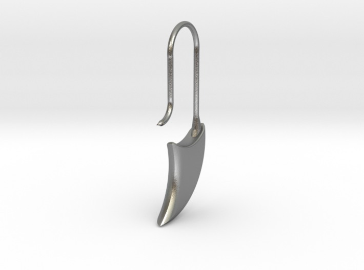 Drop earring (KB3b) 3d printed Raw silver is unpolished and has an antique looking surface finish