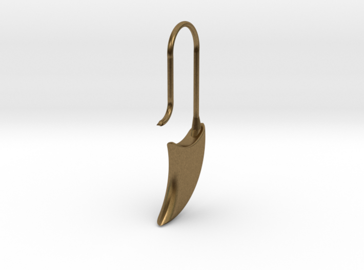 Drop earring (KB3b) 3d printed Raw bronze looks like a deep toned antique gold surface
