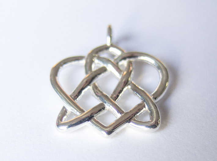 Celtic Heart pendant 3d printed Silver