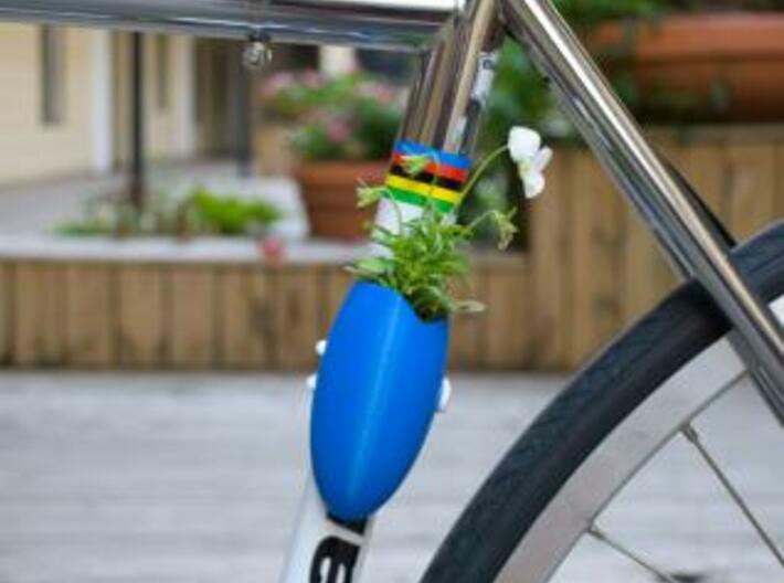 A Planter for Your Bike 3d printed Shown here printed in blue ABS.
