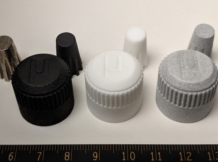uBITX Volume Knob 3d printed Polished Nickel Steel (Volume knob only), Black HP Nylon (not currently available), White Polished Strong & Flexible, and Polished Metallic Plastic