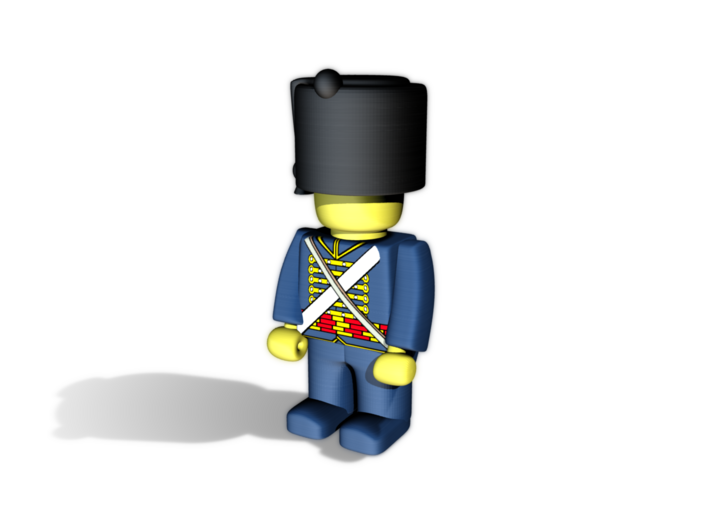 5 x Hussar Shako 3d printed Example figurine (French Hussar) wearing the helmet in black Hi-Def Acrylate